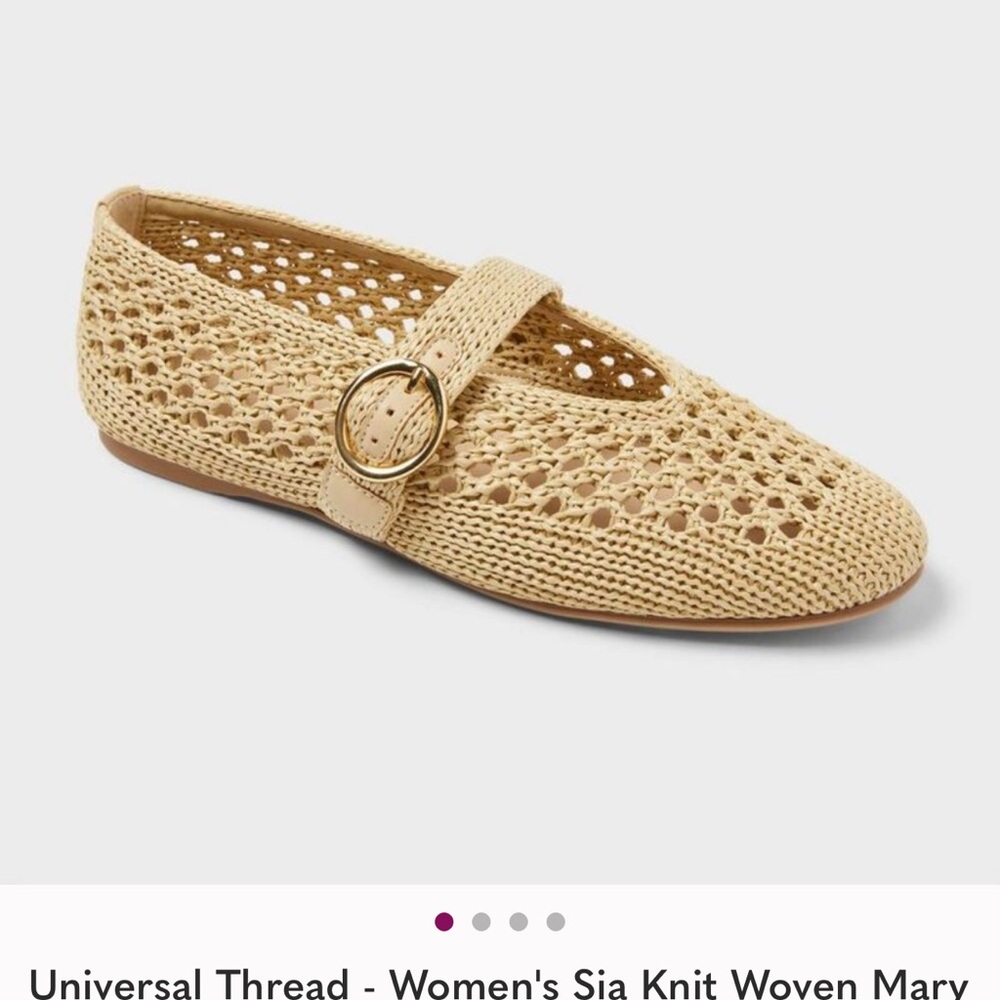 NWT Women's Sia Knit Woven Mary
Jane Flats - Universal Thread
 Beige